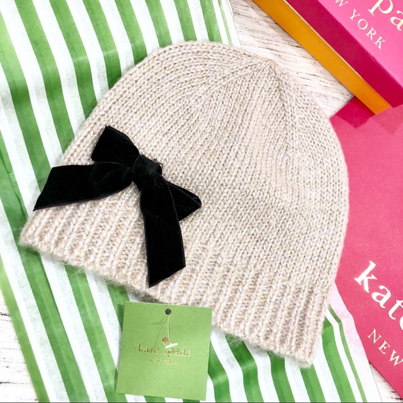 NWT Kate Spade Western Velvet Bow Beanie OS - Picture 7 of 8